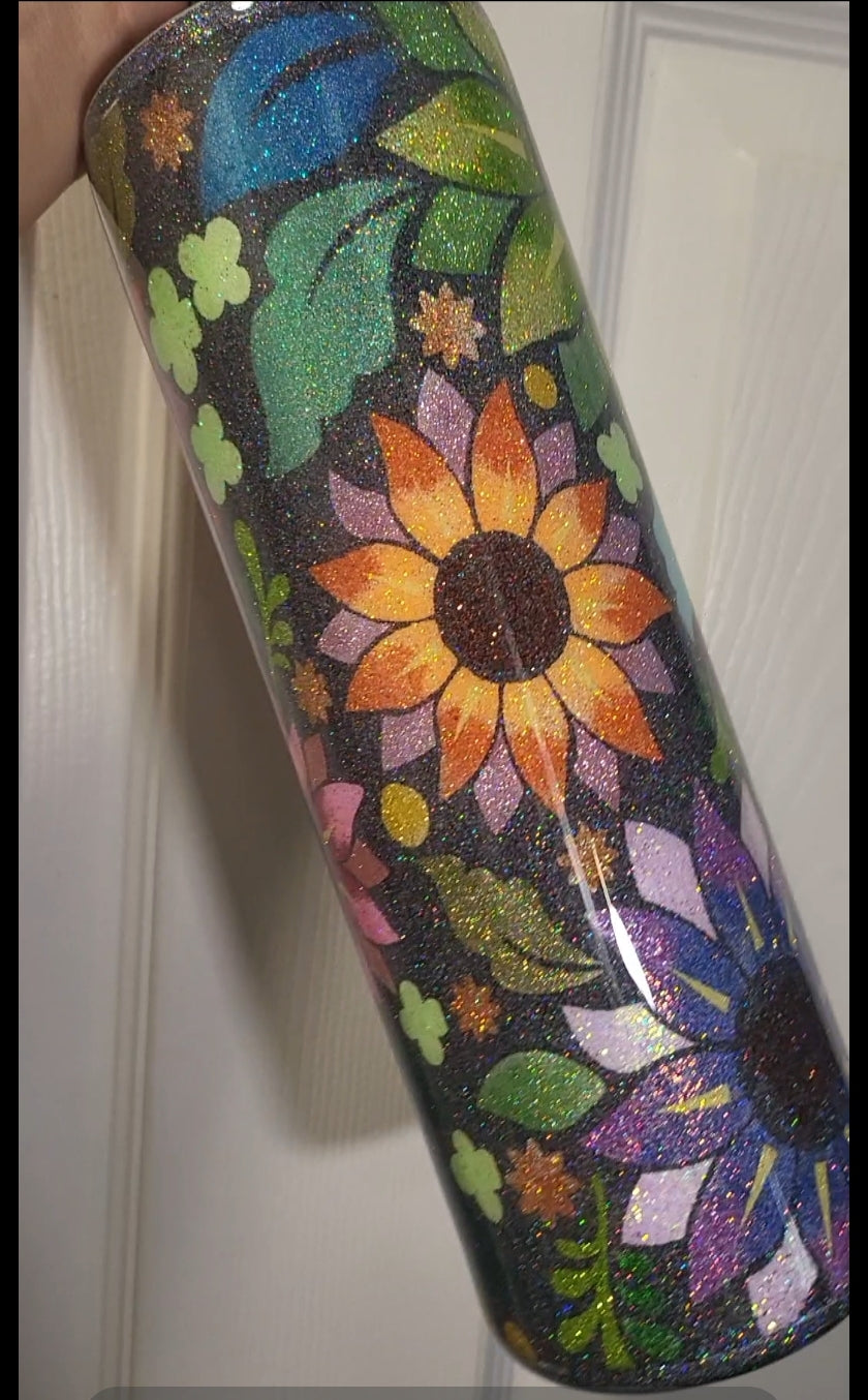 30oz Skinny Tumbler Flowers